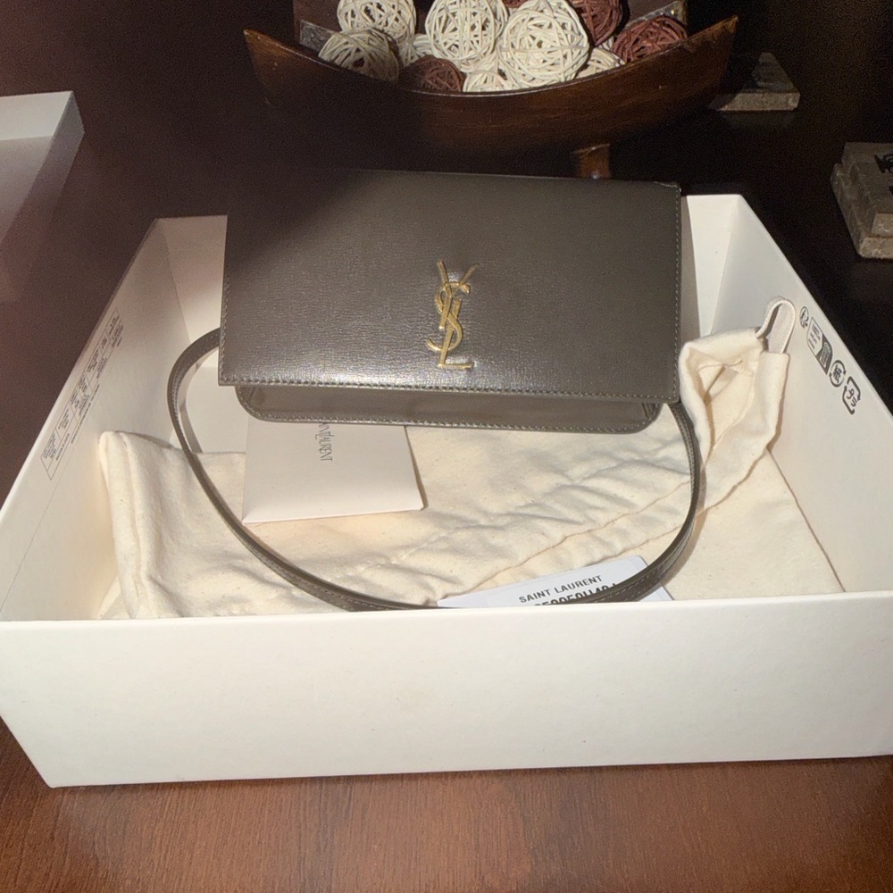 Saint Laurent Metallic Gray Crossbody Bag